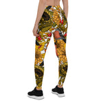 Mother's Day Gift, Mother's Day Leggings Autumn pattern featuring Bullfinches, Dahlia and Chrysanthemum flowers, various berries, leaves and bugs Women's Leggings