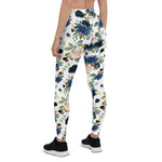 Mother's Day Gift, Mother's Day Leggings Blush Rose Pink Navy Blue Bouquet Women's Leggings