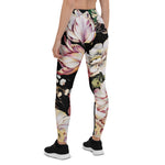 Mother's Day Gift, Mother's Day Leggings Bohemian Chic Pink Flowers Dark Floral Women's Leggings