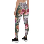 Mother's Day Gift, Mother's Day Leggings Boho Skull with Rose Flowers Women's Leggings