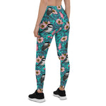 Mother's Day Gift, Mother's Day Leggings Chickadees in The Wild Rose Pink and Blue Women's Leggings