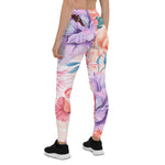 Mother's Day Gift, Mother's Day Leggings Chrysanthemum Rose Peony and Blooming Flowers Watercolor Women's Leggings