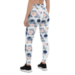 Mother's Day Gift, Mother's Day Leggings Dusty Blue and Blush Pink Flowers Women's Leggings