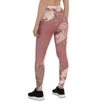 Mother's Day Gift, Mother's Day Leggings Dusty Rose Blush Pink Watercolor Floral Elegant Women's Leggings