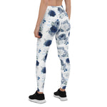 Mother's Day Gift, Mother's Day Leggings Dusty Blue and Navy Blue Flowers Women's Leggings