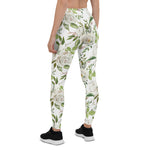 Mother's Day Gift, Mother's Day Leggings Elegant Antique White Rose Botanical Pattern Women's Leggings