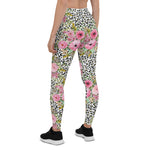Mother's Day Gift, Mother's Day Leggings Elegant Leopard and Rose Floral Women's Leggings