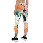 Mother's Day Gift, Mother's Day Leggings Elegant Pink Blue & Orange Rose Floral Watercolor wOMEN'S Leggings
