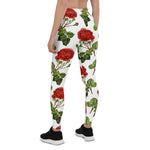 Mother's Day Gift, Mother's Day Leggings Elegant Red Roses Floral Flowers Women's Leggings