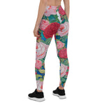 Mother's Day Gift, Mother's Day Leggings Elegant Victorian Watercolor Red and Pink Roses Women's Leggings