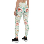 Mother's Day Gift, Mother's Day Leggings Floral Pattern Rose Pink Garden Women's Leggings