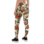Mother's Day Gift, Mother's Day Leggings Floral pattern with red and orange Roses Flower Women's Leggings