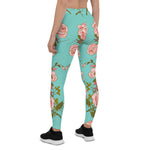 Mother's Day Gift, Mother's Day Leggings Floral Rose Garden Pattern Blue Women's Leggings