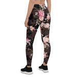 Mother's Day Gift, Mother's Day Leggings Garden Flower Rose Dark Pattern Women's Leggings