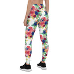 Mother's Day Gift, Mother's Day Leggings Navy Blue and Red watercolor boho chic Flowers Women's Leggings