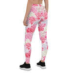Mother's Day Gift, Mother's Day Leggings Pink and White Roses Seamless Flower Women's Leggings