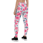 Mother's Day Gift, Mother's Day Leggings Pink Floral Watercolor Roses Pattern Women's Leggings