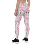 Mother's Day Gift, Mother's Day Leggings Pink Rose Garden Floral Pattern Women's Leggings