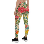 Mother's Day Gift, Mother's Day Leggings Pink Roses Gadern Vintage Chintz Women's Leggings