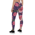 Mother's Day Gift, Mother's Day Leggings Pink Roses Romantic On Purple Women's Leggings