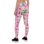 Mother's Day Gift, Mother's Day Leggings Pink Watercolor Roses with Leaves and Buds patter Women's Leggings