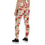 Mother's Day Gift, Mother's Day Leggings Red Pink Roses Poppies Trendy Girly Women's Leggings