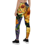Mother's Day Gift, Mother's Day Leggings Romantic Dark Vintage Rose Flower Pattern Women's Leggings