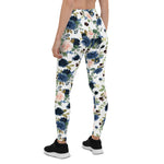 Mother's Day Gift, Mother's Day Leggings Rose Blush Pink Navy Blue Bouquet Women's Leggings