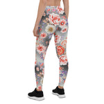 Mother's Day Gift, Mother's Day Leggings Rose Orange Flower Pattern Women's Leggings