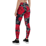Mother's Day Gift, Mother's Day Leggings Seamless pattern Red Rose Flowers Vintage Women's Leggings