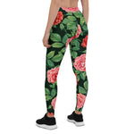 Mother's Day Gift, Mother's Day Leggings Seamless pattern with Red Roses Flowers Women's Leggings