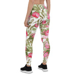 Mother's Day Gift, Mother's Day Leggings Seamless Watercolor Flowers Pink Roses Women's Leggings