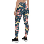 Mother's Day Gift, Mother's Day Leggings Tropical Vintage Red Hibiscus Flower Women's Leggings