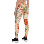 Mother's Day Gift, Mother's Day Leggings Vintage Floral Fabric Orange Rose Garden Women's Leggings