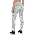 Mother's Day Gift, Mother's Day Leggings Vintage Rose Flower pattern on navy Women's Leggings