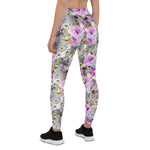 Mother's Day Gift, Mother's Day Leggings Watercolor Floral Rose Purple Pattern Women's Leggings
