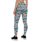 Mother's Day Gift, Mother's Day Leggings White Rose Flowers and Goldfinch Birds Women's Leggings