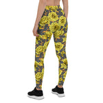 Mother's Day Gift, Mother's Day Leggings Yellow Roses with Blue Leaves Women's Leggings