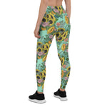Mother's Day Gift, Mother's Day Leggings Yellow Sunflowers and Pink Roses Flower Women's Leggings