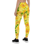 Mother's Day Gift, Mother's Day Leggings Yellow Watercolor Roses Garden Women's Leggings