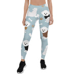 Scotstee Shop - Bichon Frise Bones and Paws Blue Cute Christmas Dogs Women's Christmas Leggings