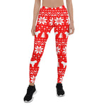 Scotstee Shop - Bouvier des Flandres Silhouettes Christmas Pattern Red Dog Lover Women's Christmas Leggings