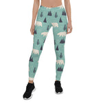 Scotstee Shop - Handdrawn Polar Bears Evergreen Trees In The Snow Halloween Women's Leggings