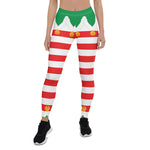 Scotstee Shop - Christmas Elf Green and Red Stripe Holiday Women's Leggings
