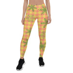 Scotstee Shop - Christmas Plaid yellow red Snowflakes pattern Christmas Women's Leggings