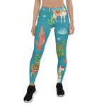 Scotstee Shop - Lovely Llamas Christmas Teal Halloween Women's Leggings