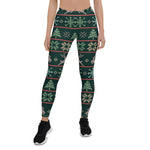 Scotstee Shop - Modern Nordic Knit Pattern Fun Ugly Sweater Green Halloween Women's Leggings