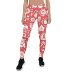 Scotstee Shop - Christmas Rustic Country Cottage Decor Red White Women Christmas Leggings