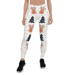 Scotstee Shop - Christmas Seamless Pattern with Reindeer and Christmas Tree Women Christmas Leggings