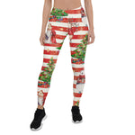 Scotstee Shop - Christmas Seamless Pattern with Saint Nicholas Holiday Deer colorful Bear and Christmas Tree Women Christmas Leggings